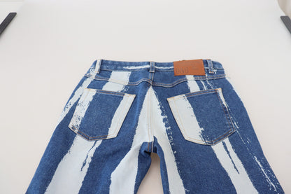 Dolce & Gabbana Cobalt Blue Stripes Skinny Denim Cotton Jeans by Dolce & Gabbana
