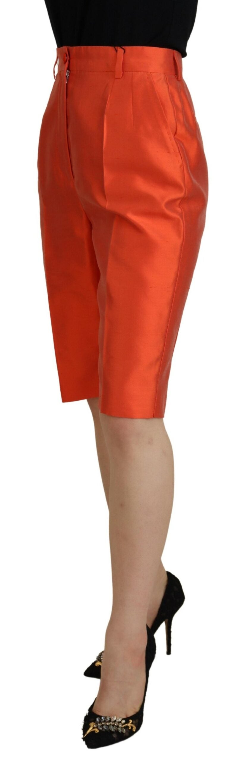 Dolce & Gabbana Orange Silk High Waist Cropped Pants by Dolce & Gabbana