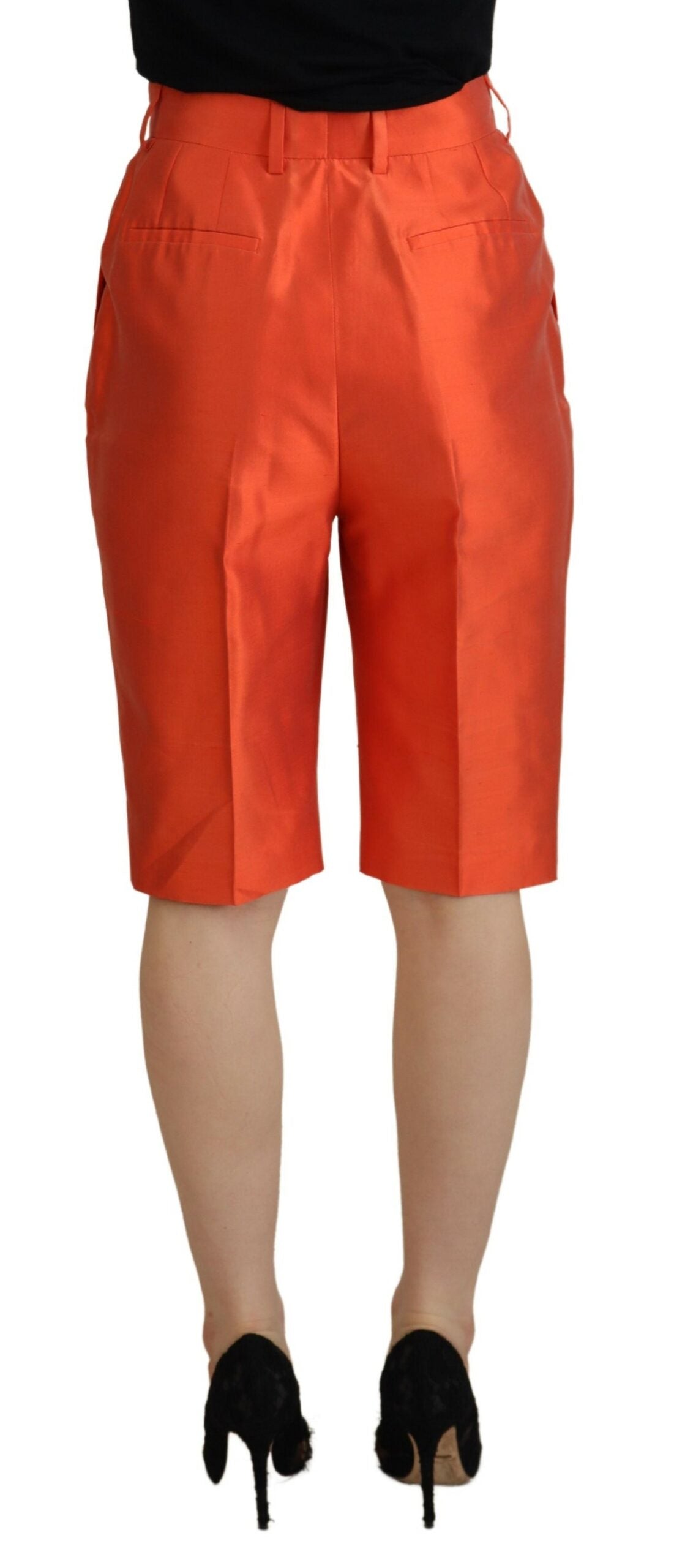 Dolce & Gabbana Orange Silk High Waist Cropped Pants by Dolce & Gabbana
