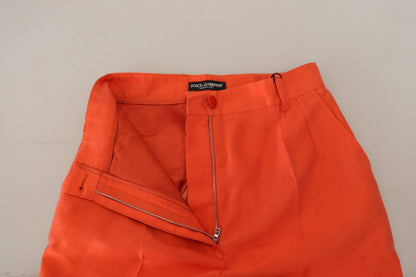 Dolce & Gabbana Orange Silk High Waist Cropped Pants by Dolce & Gabbana