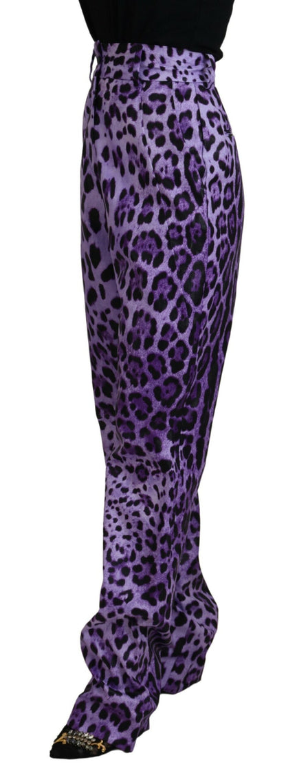 Dolce & Gabbana Purple Leopard Print High Waist Pants by Dolce & Gabbana