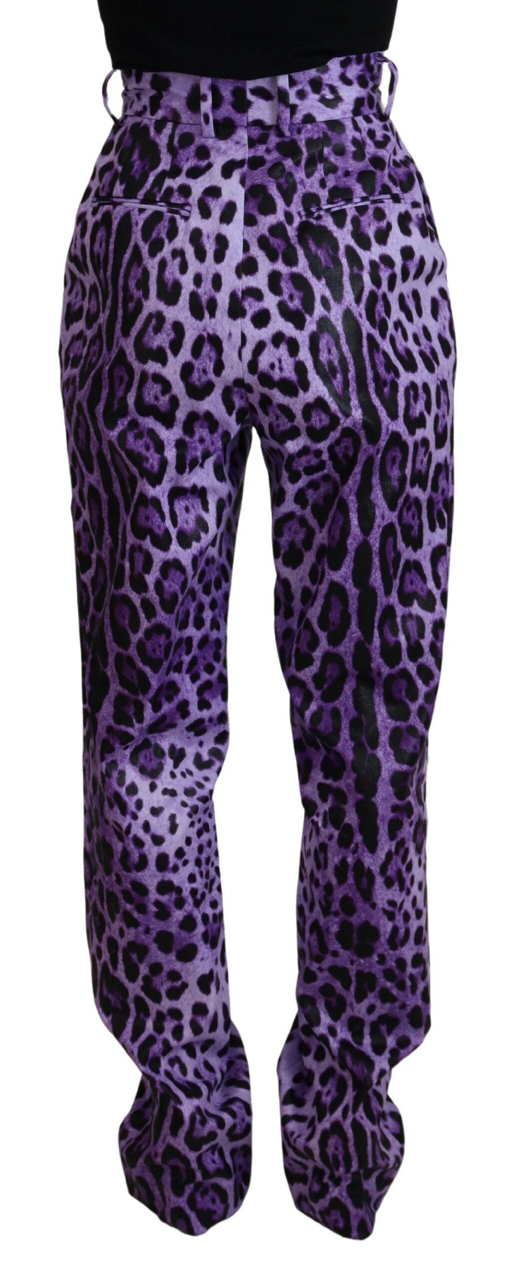 Dolce & Gabbana Purple Leopard Print High Waist Pants by Dolce & Gabbana