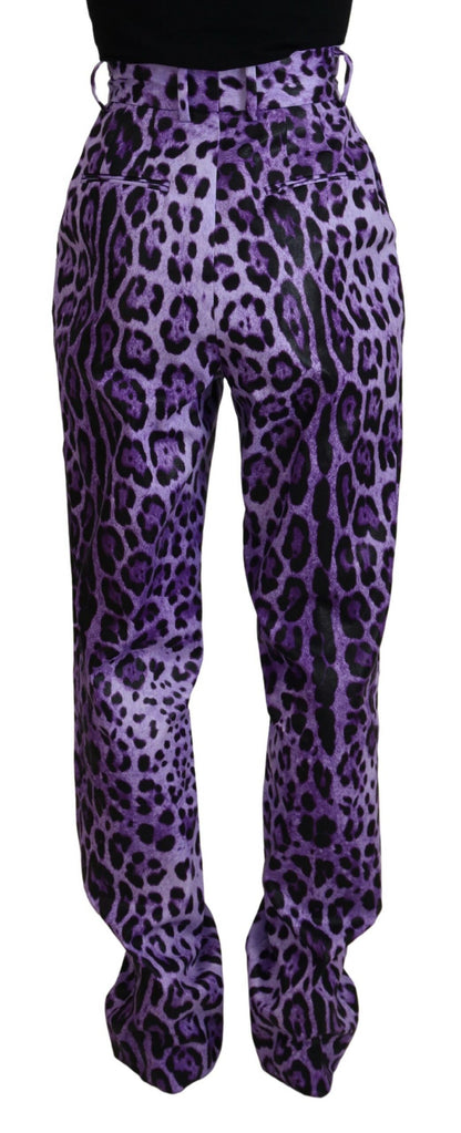 Dolce & Gabbana Purple Leopard Print High Waist Pants by Dolce & Gabbana