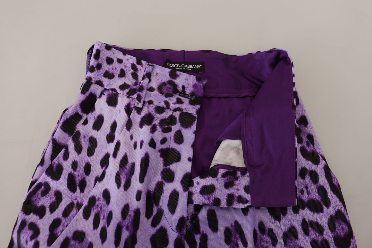 Dolce & Gabbana Purple Leopard Print High Waist Pants by Dolce & Gabbana