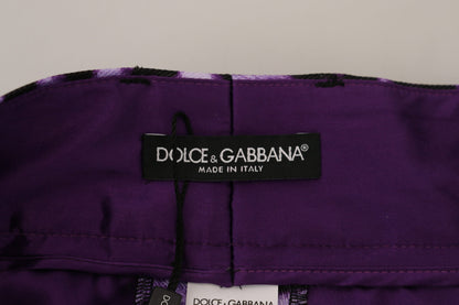 Dolce & Gabbana Purple Leopard Print High Waist Pants by Dolce & Gabbana