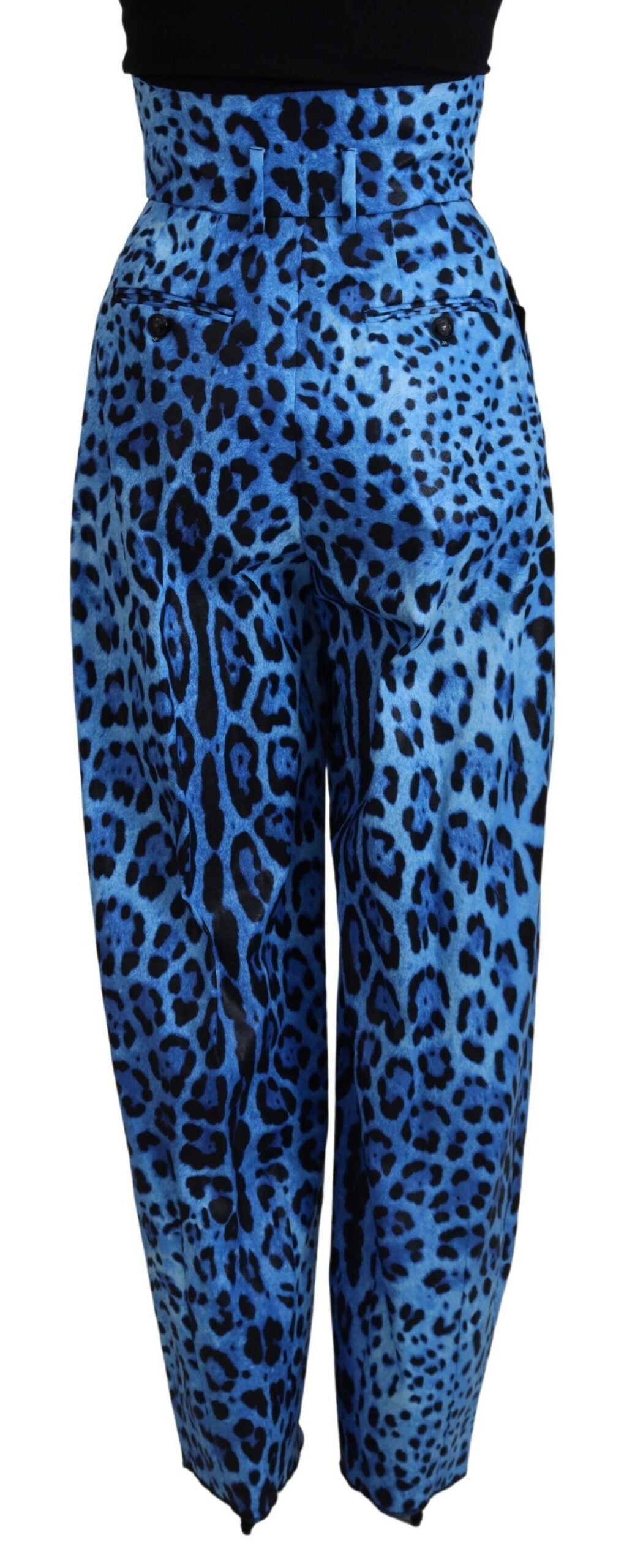 Dolce & Gabbana Blue Leopard Print High Waist Pants by Dolce & Gabbana