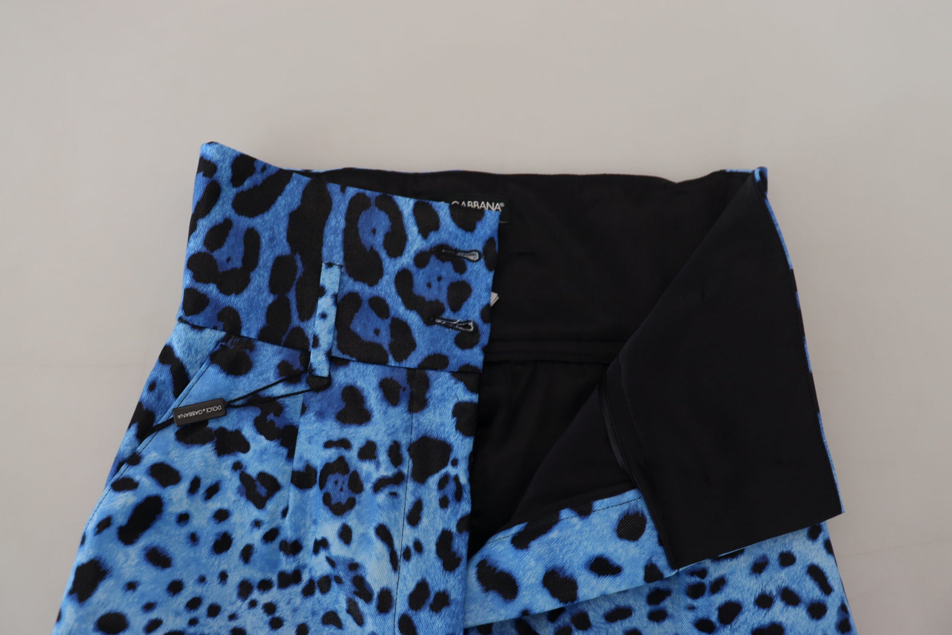 Dolce & Gabbana Blue Leopard Print High Waist Pants by Dolce & Gabbana