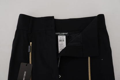 Dolce & Gabbana Black Wool High Waist Tapered Pants by Dolce & Gabbana