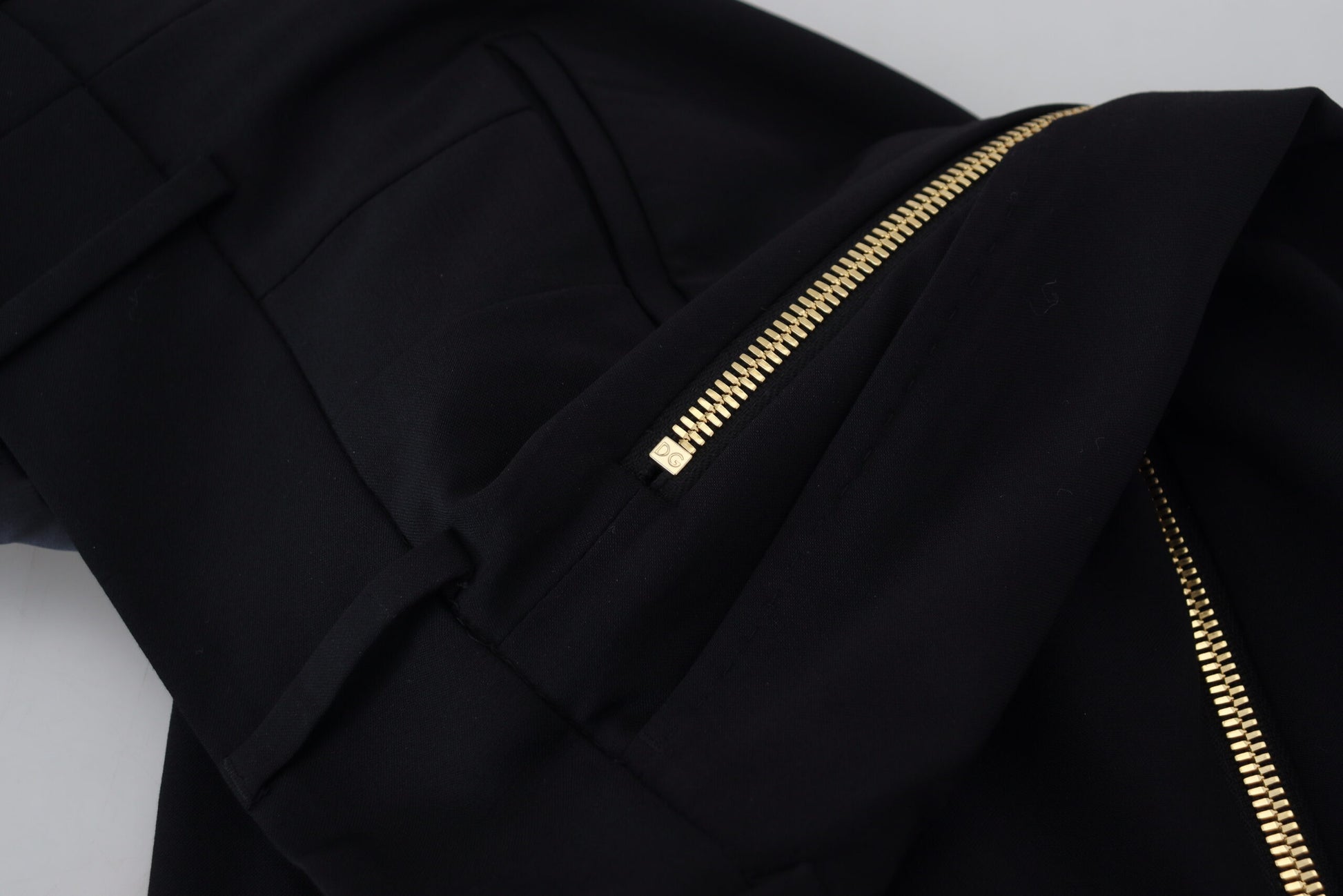 Dolce & Gabbana Black Wool High Waist Tapered Pants by Dolce & Gabbana
