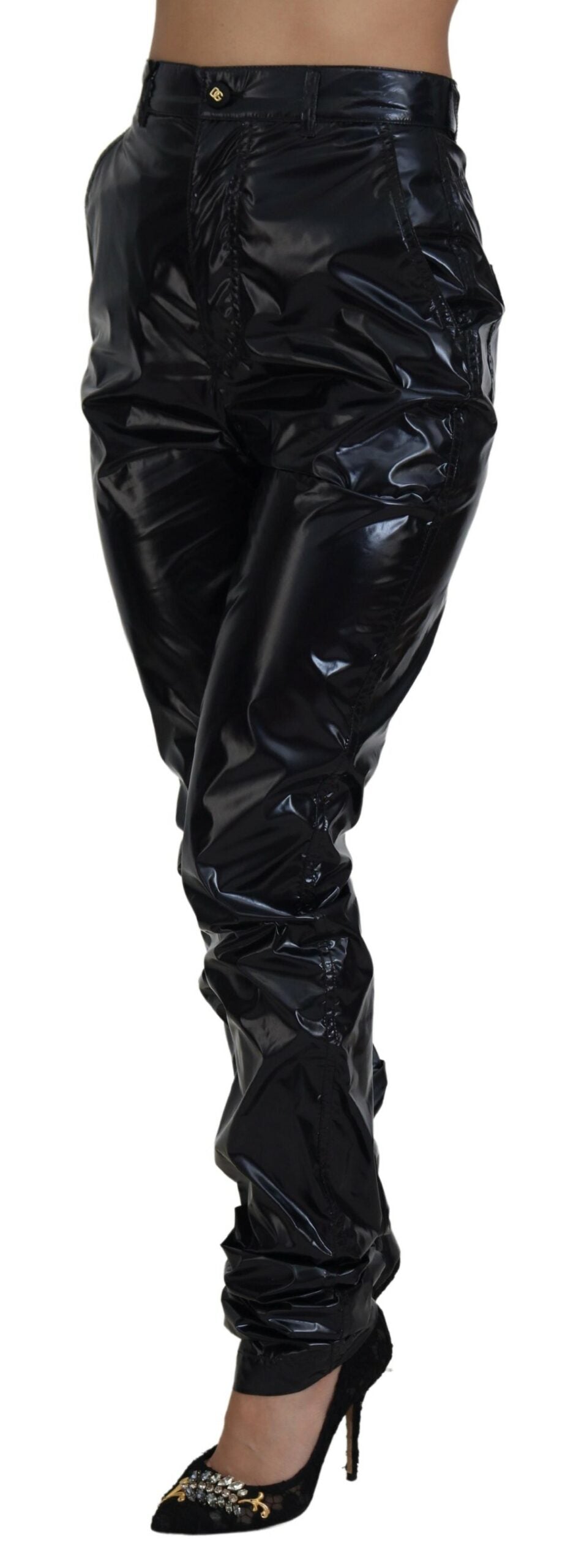 Dolce & Gabbana Black Nylon High Waist Skinny Pants by Dolce & Gabbana