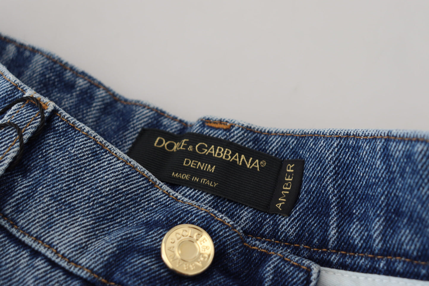 Dolce & Gabbana Blue Tattered Skinny Denim Cotton Jeans by Dolce & Gabbana