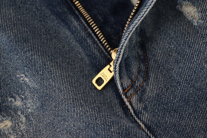 Dolce & Gabbana Blue Tattered Skinny Denim Cotton Jeans by Dolce & Gabbana