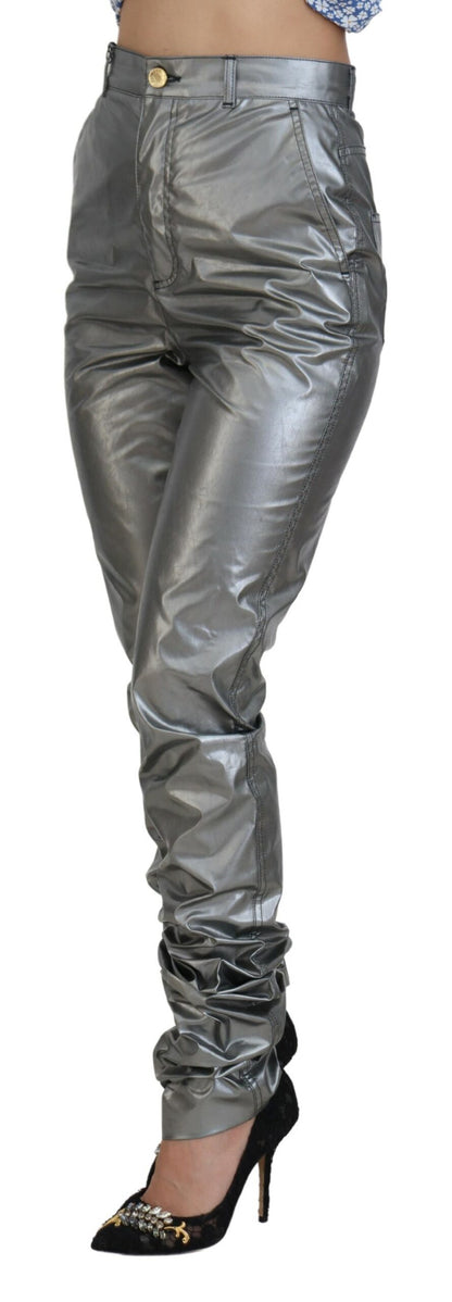 Dolce & Gabbana Metallic Silver High Waist Skinny Pants by Dolce & Gabbana