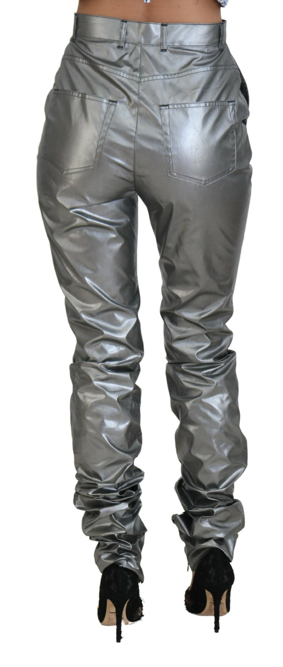 Dolce & Gabbana Metallic Silver High Waist Skinny Pants by Dolce & Gabbana