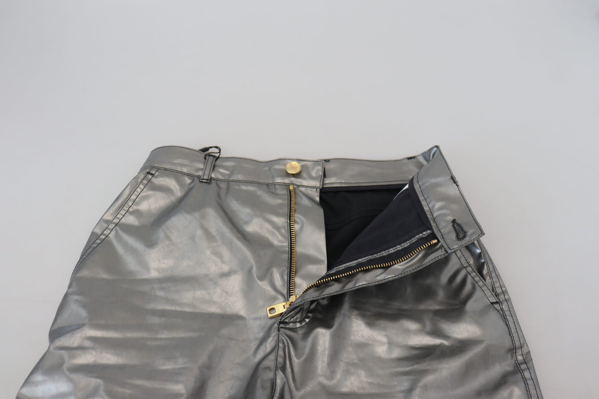 Dolce & Gabbana Metallic Silver High Waist Skinny Pants by Dolce & Gabbana