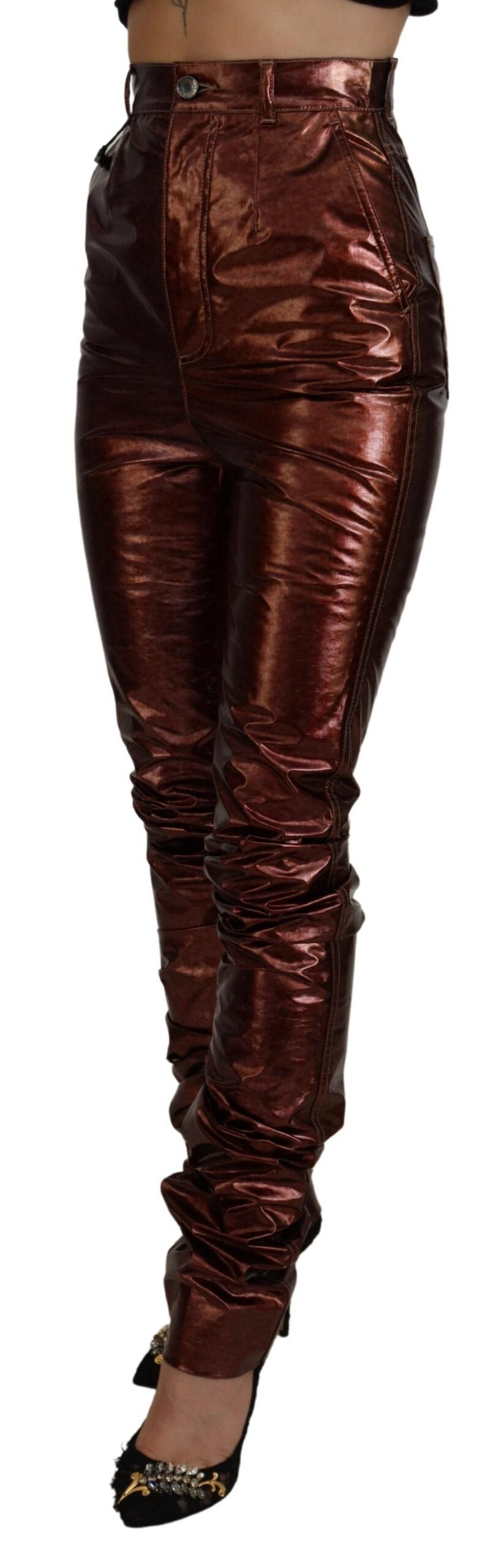 Dolce & Gabbana Metallic Bronze High Waist Skinny Jeans by Dolce & Gabbana