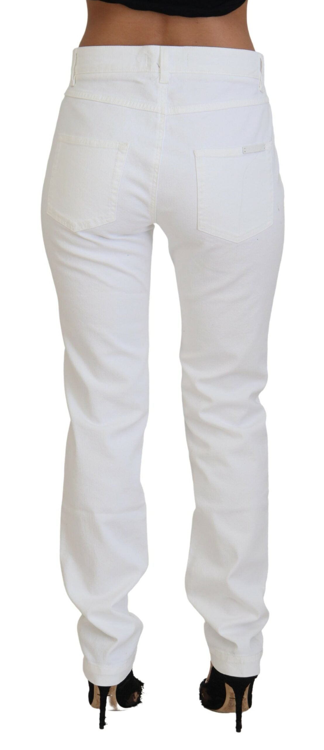 Dolce & Gabbana White Floral Embroidery Skinny Denim Jeans by Dolce & Gabbana