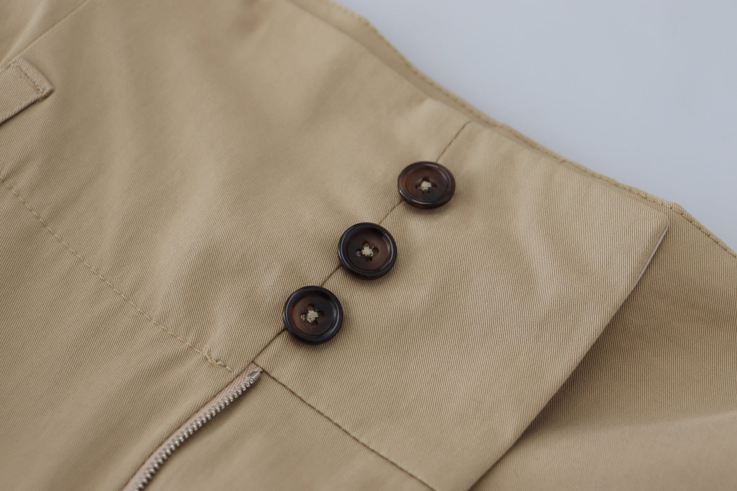 Dolce & Gabbana Brown Cotton High Waist Tapered Pants by Dolce & Gabbana
