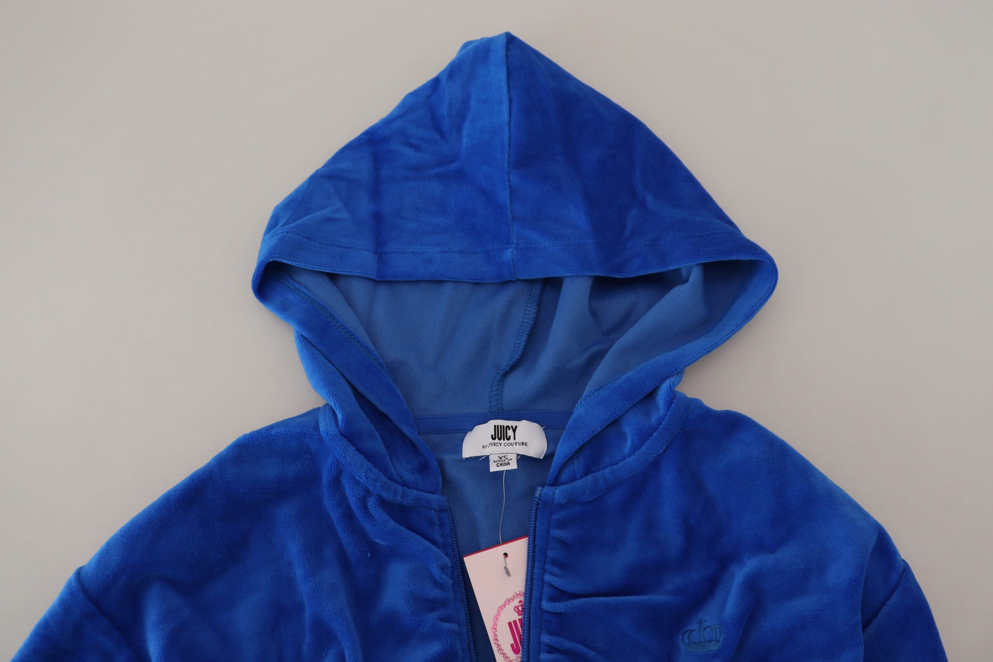 Juicy Couture Blue Cotton Full Zip Cropped Hooded Sweatshirt Sweater by Juicy Couture