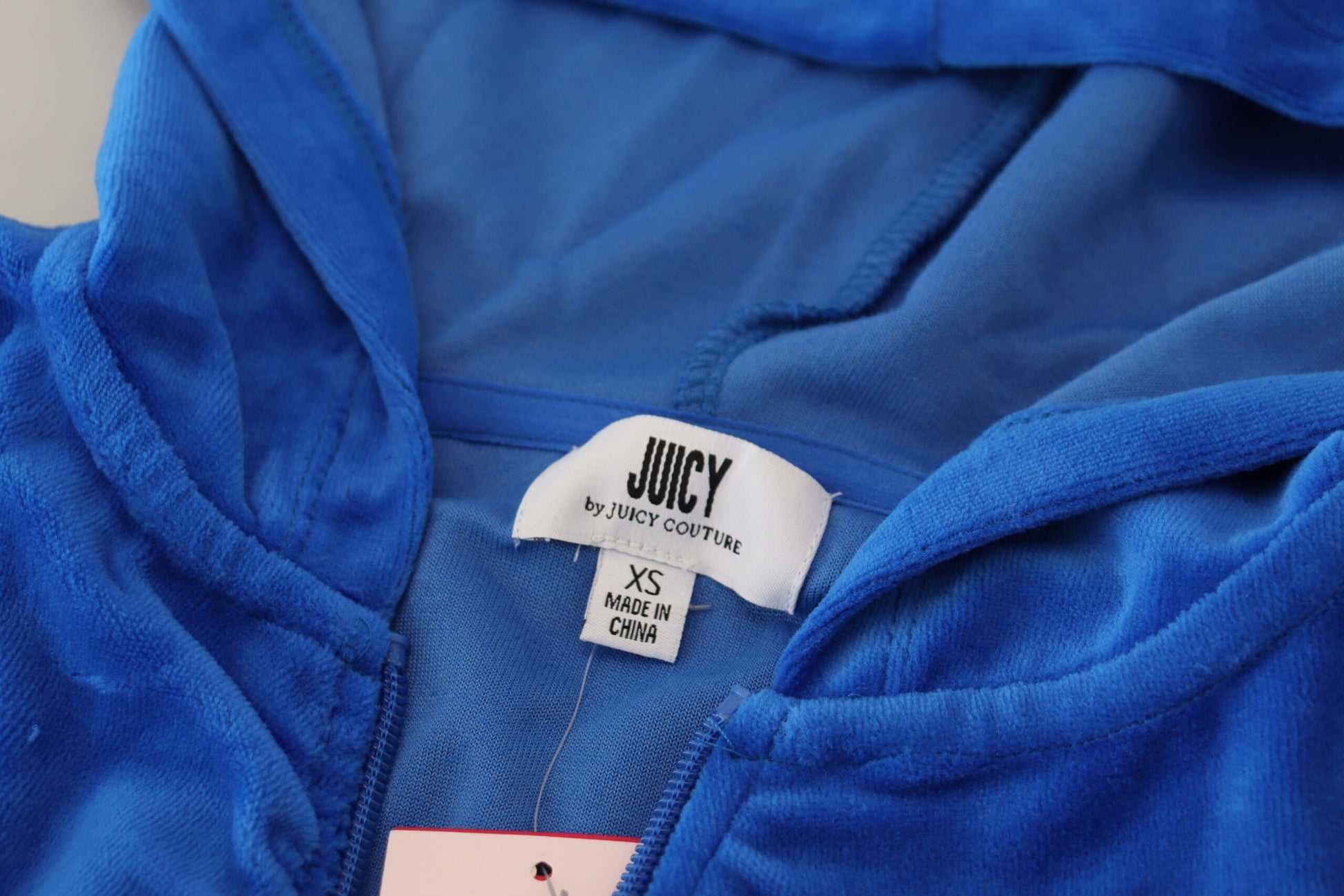Juicy Couture Blue Cotton Full Zip Cropped Hooded Sweatshirt Sweater by Juicy Couture
