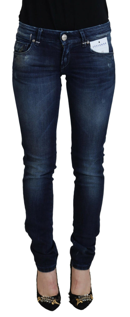 Eight Blue Cotton Low Waist Slim Fit Women Casual Denim Jeans