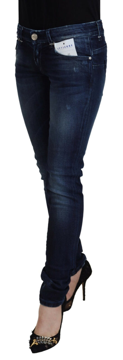 Eight Blue Cotton Low Waist Slim Fit Women Casual Denim Jeans