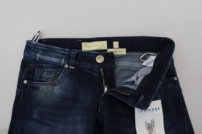 Eight Blue Cotton Low Waist Slim Fit Women Casual Denim Jeans