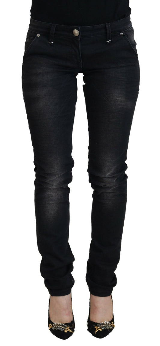 Huit jeans skinny taille basse délavés noirs élégants