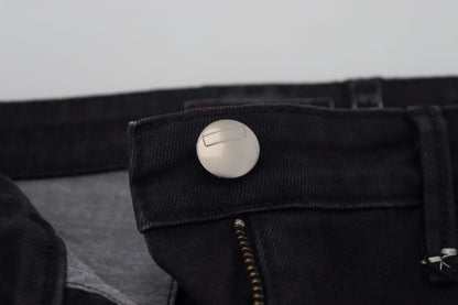 Huit jeans skinny taille basse délavés noirs élégants