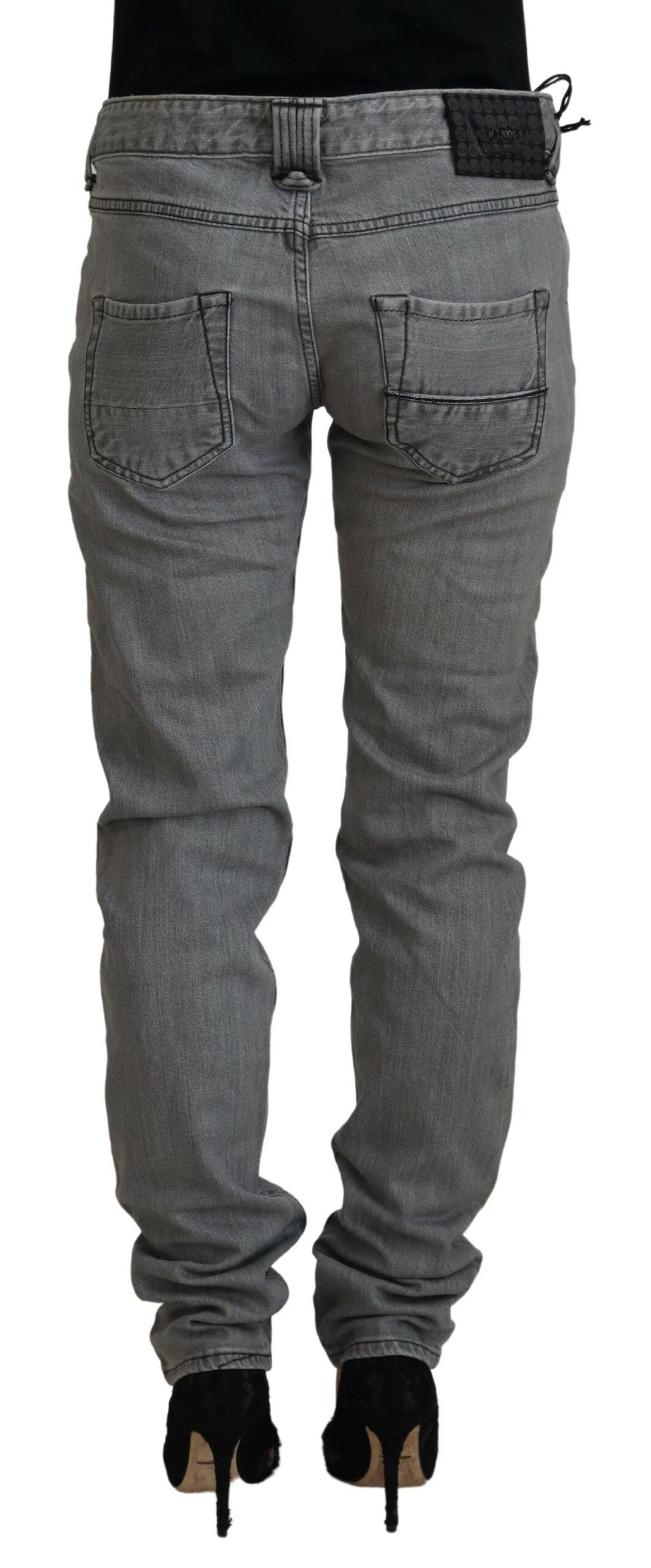 Care Label Gray Washed Cotton Skinny Women Casual Denim Jeans by Care Label