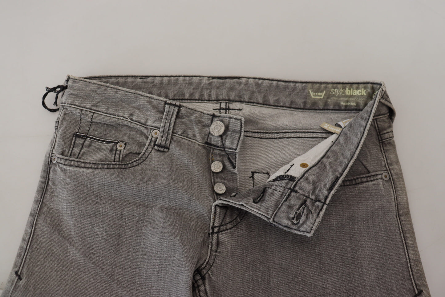 Care Label Gray Washed Cotton Skinny Women Casual Denim Jeans by Care Label