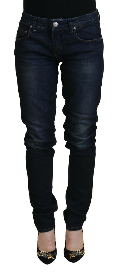 Eight Blue Cotton Skinny Low Waist Women Casual Denim Jeans