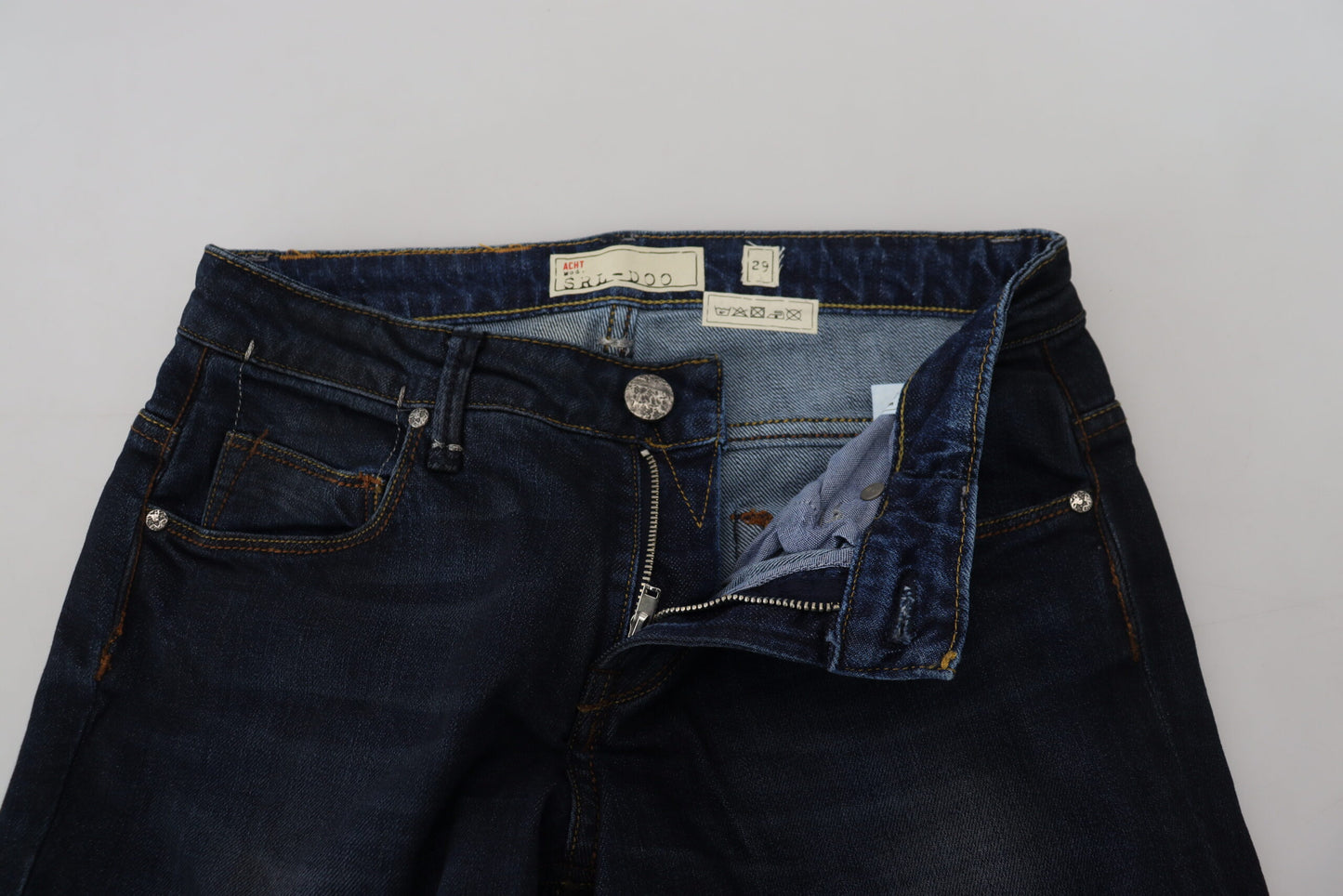 Eight Blue Cotton Skinny Low Waist Women Casual Denim Jeans