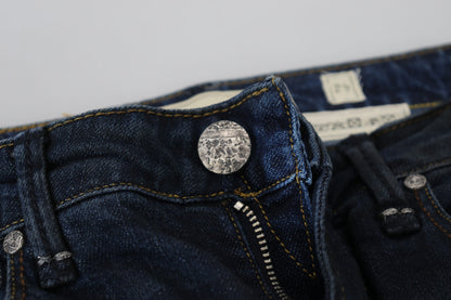 Eight Blue Cotton Skinny Low Waist Women Casual Denim Jeans