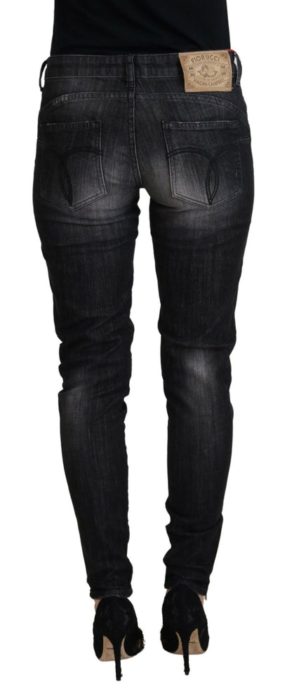 Fiorucci Black Cotton Low Waist Skinny Women Casual Jeans by Fiorucci