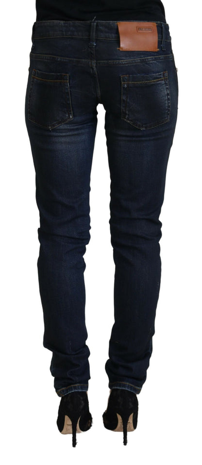 Eight Blue Cotton Low Waist Slim Fit Women Casual Jeans