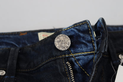Eight Blue Cotton Low Waist Slim Fit Women Casual Jeans