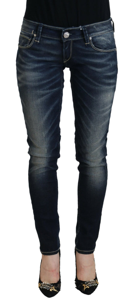 Jean skinny taille basse bleu délavé Eight Chic