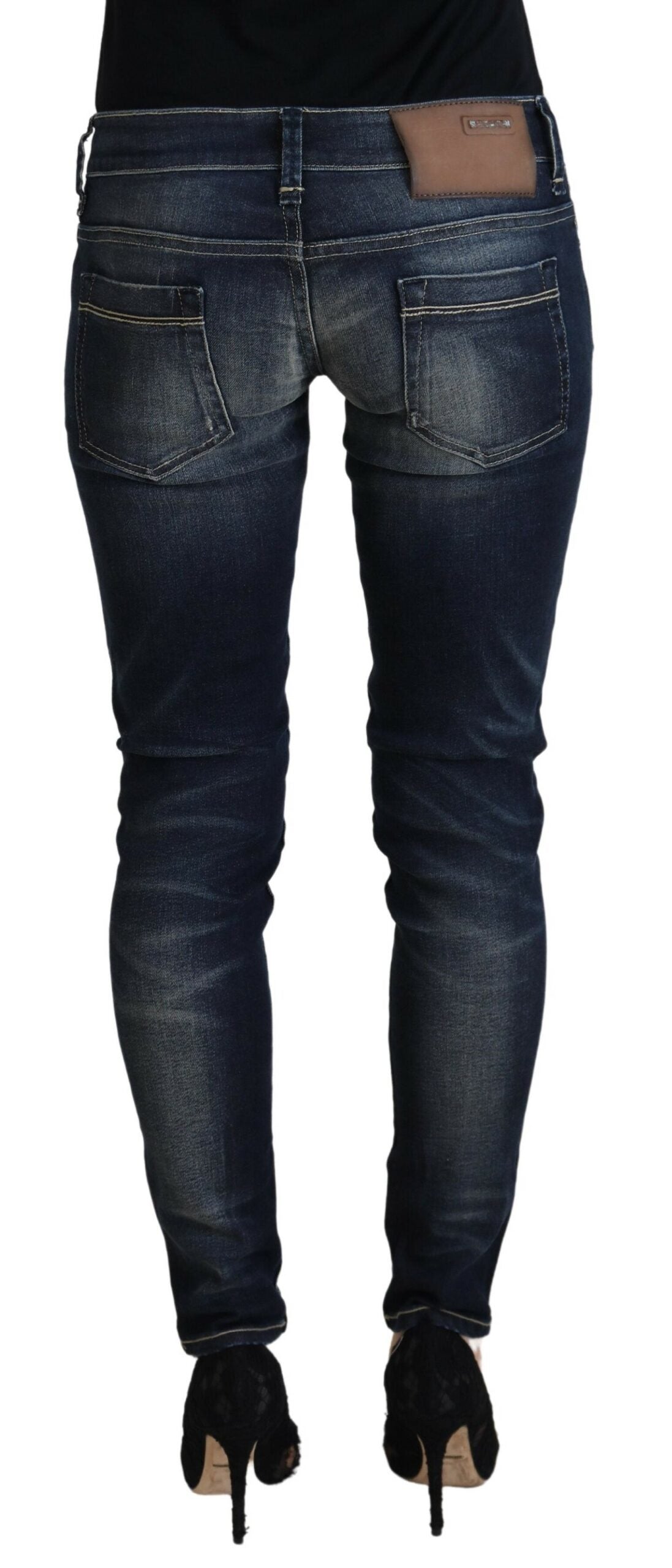 Jean skinny taille basse bleu délavé Eight Chic