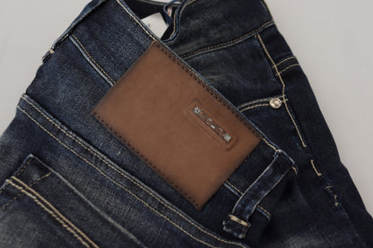 Jean skinny taille basse bleu délavé Eight Chic