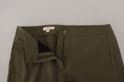LAUREL Green Cotton High Waist Women Tapered Pants by LAUREL