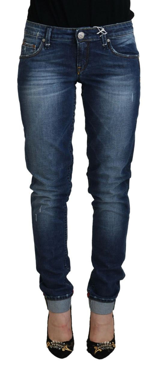 Huit jeans skinny taille basse bleu délavé élégants