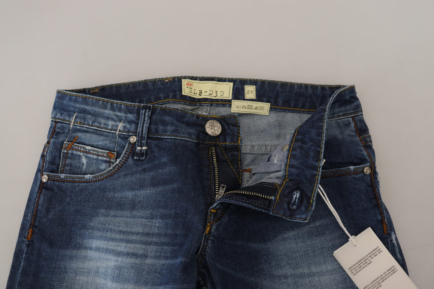 Huit jeans skinny taille basse bleu délavé élégants
