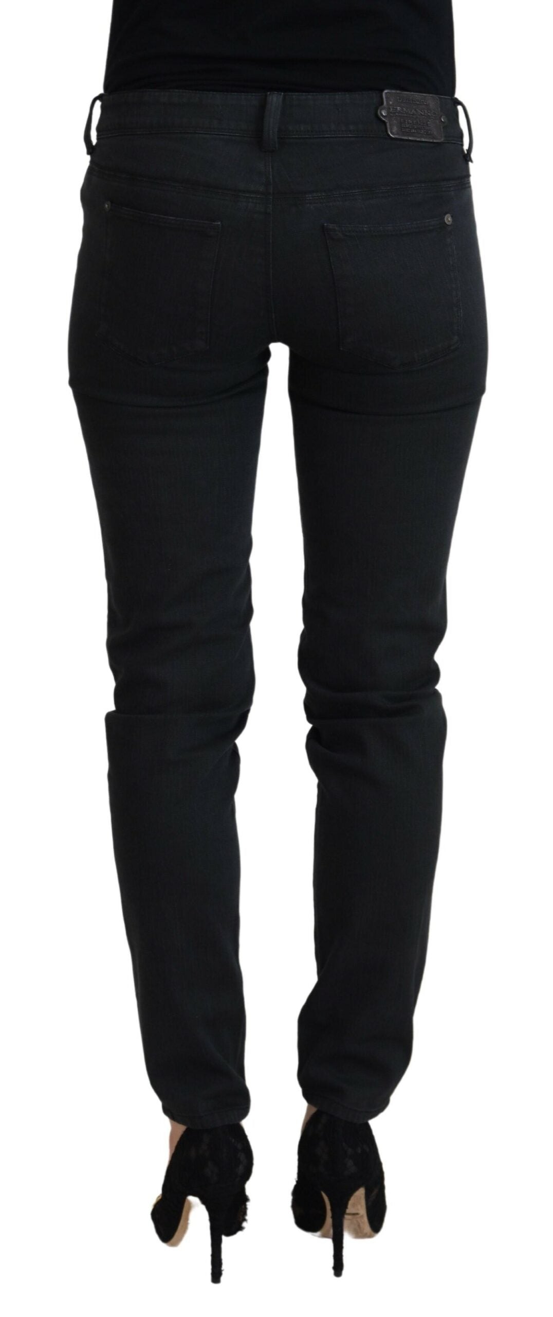 Ermanno Scervino Black Cotton Slim Fit Women Denim Jeans by Ermanno Scervino