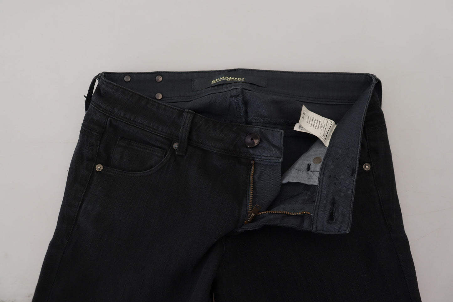 Ermanno Scervino Black Cotton Slim Fit Women Denim Jeans by Ermanno Scervino
