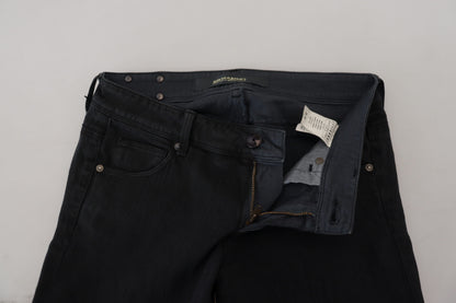 Ermanno Scervino Black Cotton Slim Fit Women Denim Jeans by Ermanno Scervino