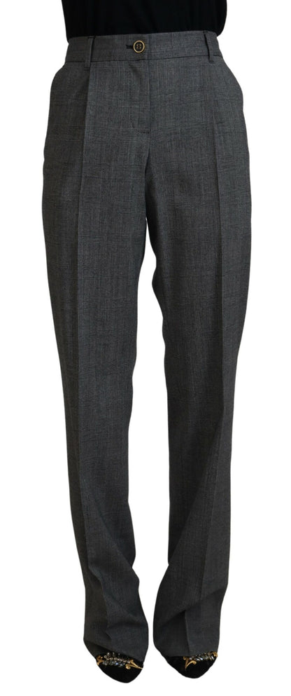 Dolce & Gabbana Gray High Waist Women Wool Pants by Dolce & Gabbana