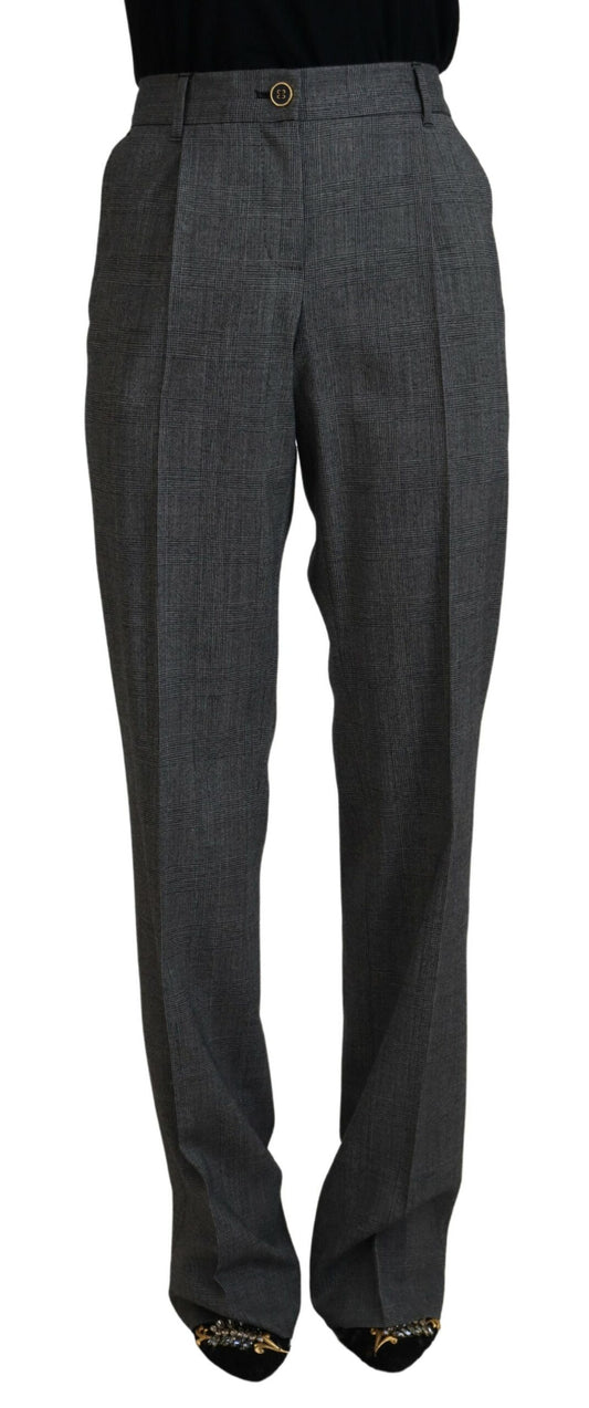 Dolce & Gabbana Gray High Waist Women Wool Pants by Dolce & Gabbana