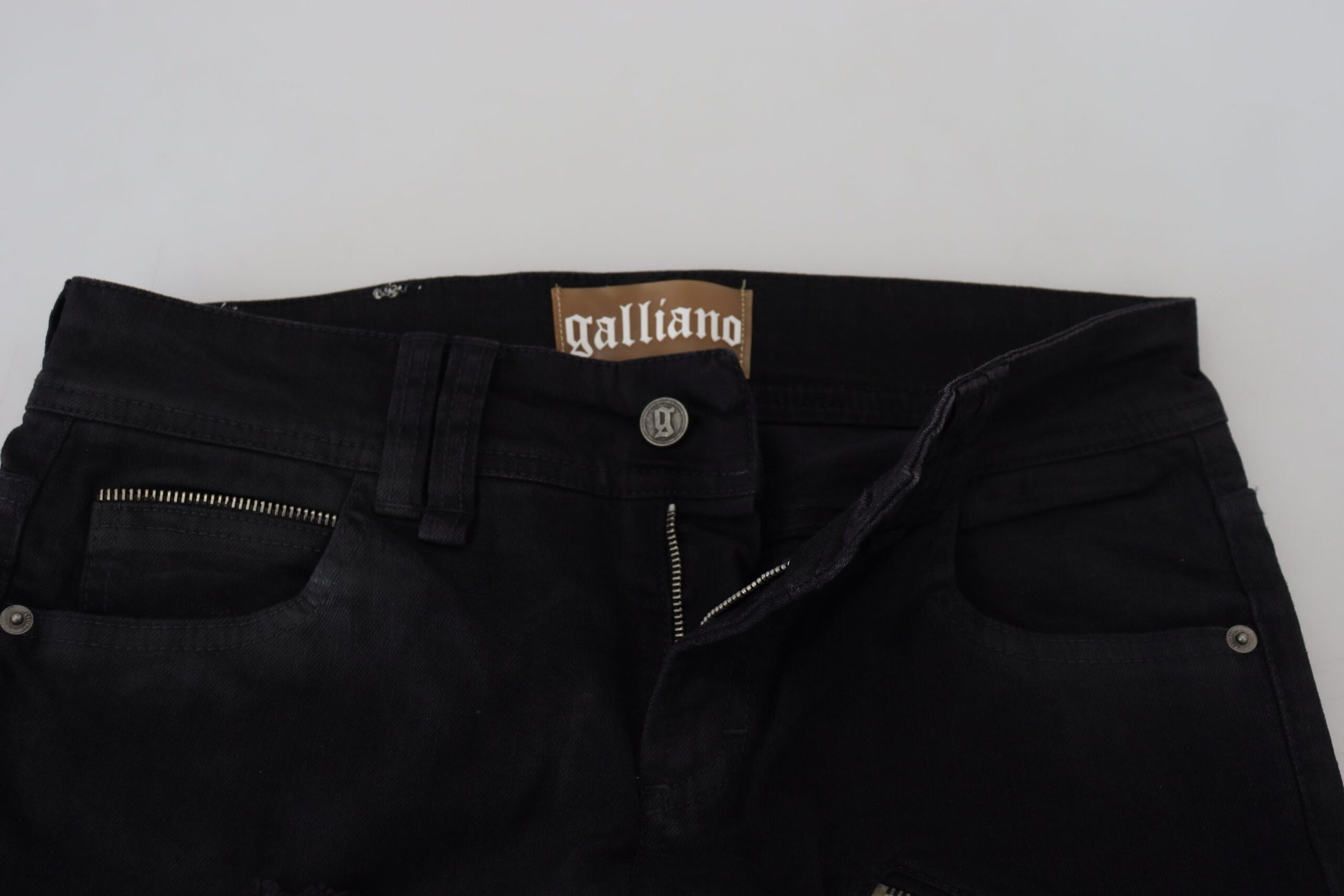 John Galliano Black Cotton Mid Waist Skinny Slim Fit Denim Jeans by John Galliano