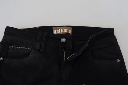 John Galliano Black Cotton Mid Waist Skinny Slim Fit Denim Jeans by John Galliano